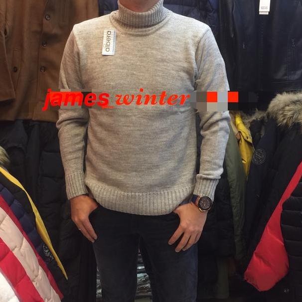 Sweater Turtlene Pria Rajut Wool Tebal.
