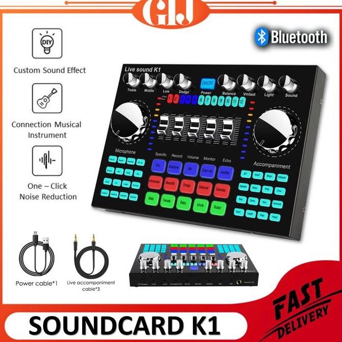 TERMURAH - Soundcard Sound Card K1 Live Audio Mixer Video Recording Broadcast