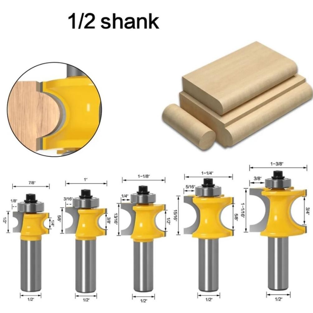 Mata Profil Router Molding Bullnose Setengah Lingkaran shank 1/22