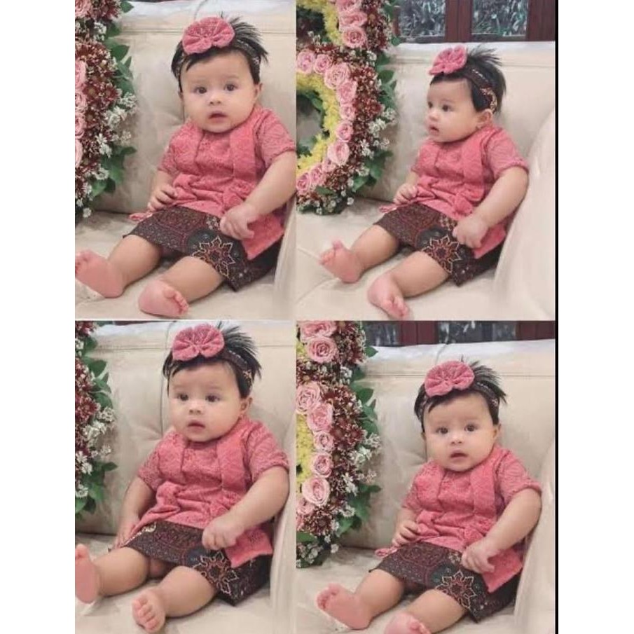 Tersedia Kebaya Bayi New Born 0 bulan - 5 Tahun FREE BANDO Stelan Kebaya Bayi dan Anak Span Pendek F