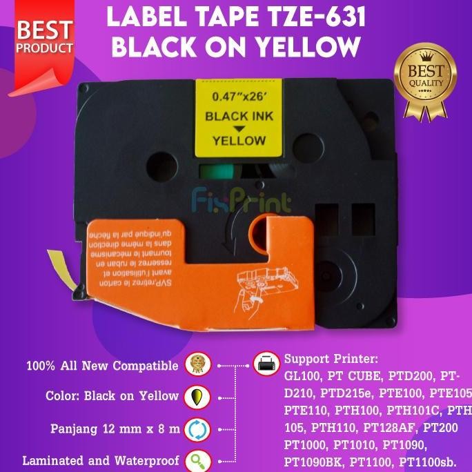 

HRG DISKON Label Tape TZE-231 12mm Black On White Printer
