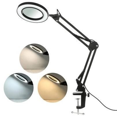 

NEW Lampu Baca LED Klip Kaca Pembesar 8x dengan Tri Color 12W 1200lm - Lampu Baca Berkualitas - Warna Hitam