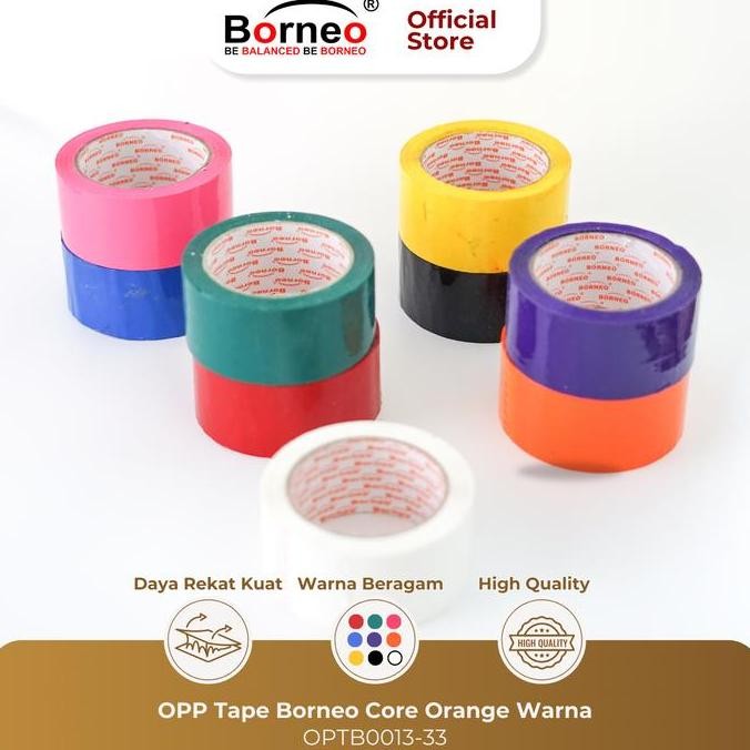 

HOT SALE 6 ROLL - Borneo OPP Lakban Warna 48 mm x 90 Yard