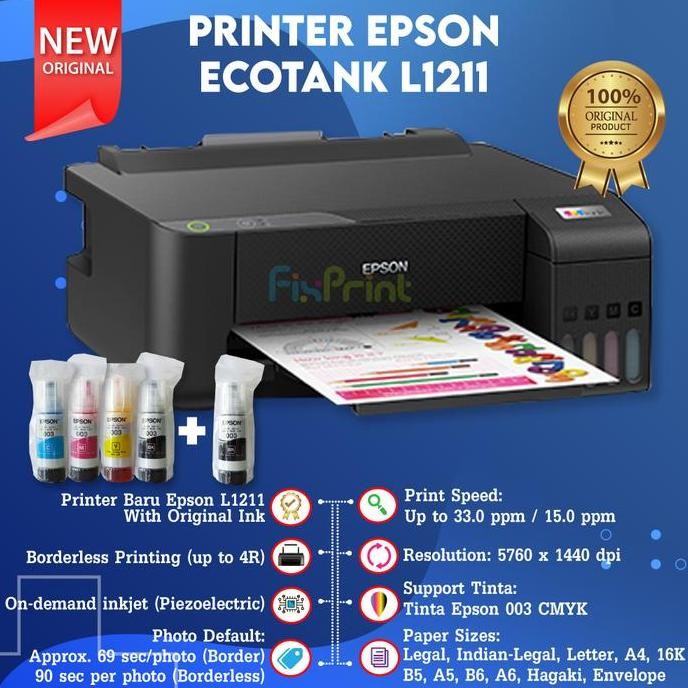 Printer Epson Ecotank L1211 L 1211 New, Pengganti Epson L1110 L1210 New Stok