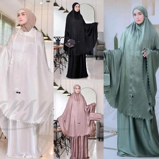 Sale Mukena Khadeeja Silk Textured Arsy Hijab Mukena Tas Sajadah Silk Mukena Mewah Mukena Silk Abu G