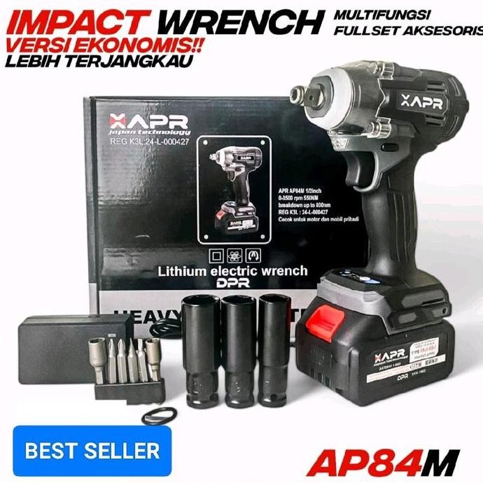 APR impact wrench type AP84M 550nm baterai 88v standart fullset accecoris lxt 10cell IMPACT KUAT IMP