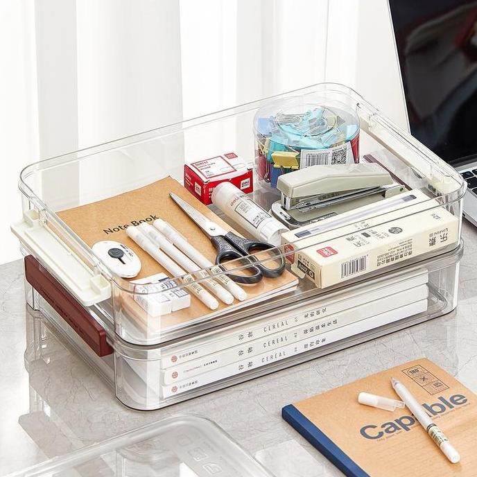 

READY Kotak Penyimpanan Kertasdan Map File Stationery Organizer Tempat Map File Organizer Transparent Paper Box Storage Clear Desk Biru NEW