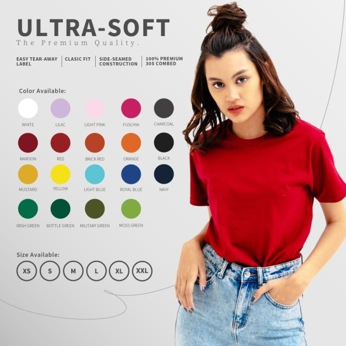 (Allthebest) Kaos polos katun combed 30s lembut dan sejuk Y&S ultra soft grosir