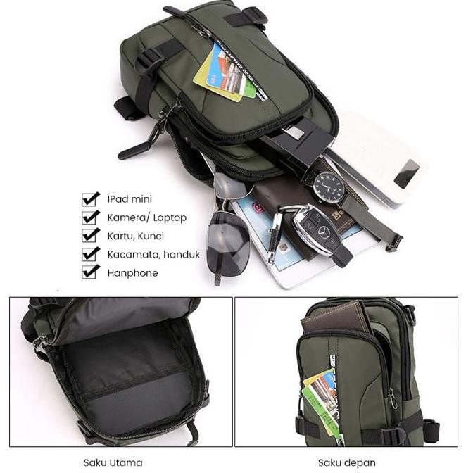 Freeknight Tas Selempang Pria  Style Korea Waistbag Kerja Tas Bahu Cowok Slingbag Waterproof Tas Pin