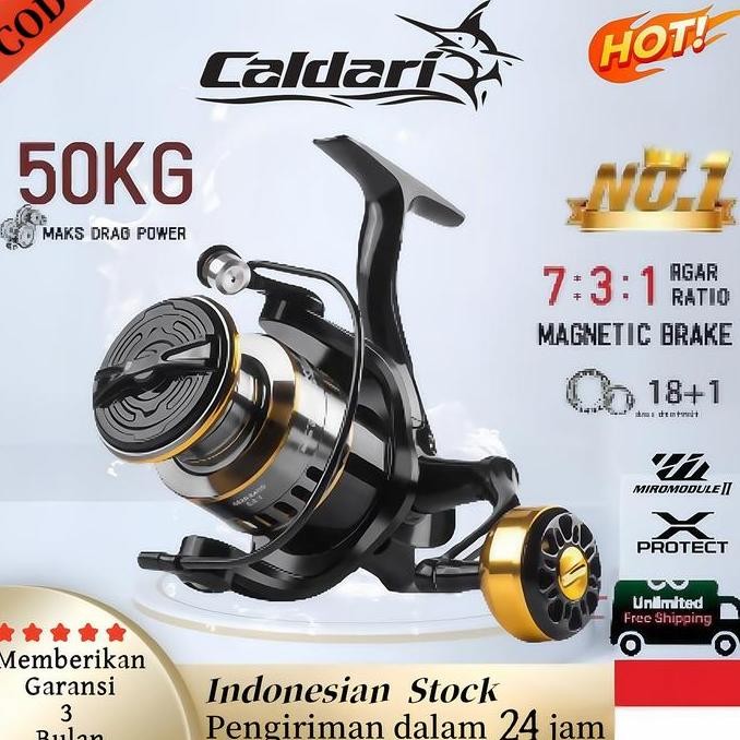 Tersedia CODCaldari reel pancing asli besi fishing reel 50kg HE1000 - 7000 / Murah Kuat Power Handle