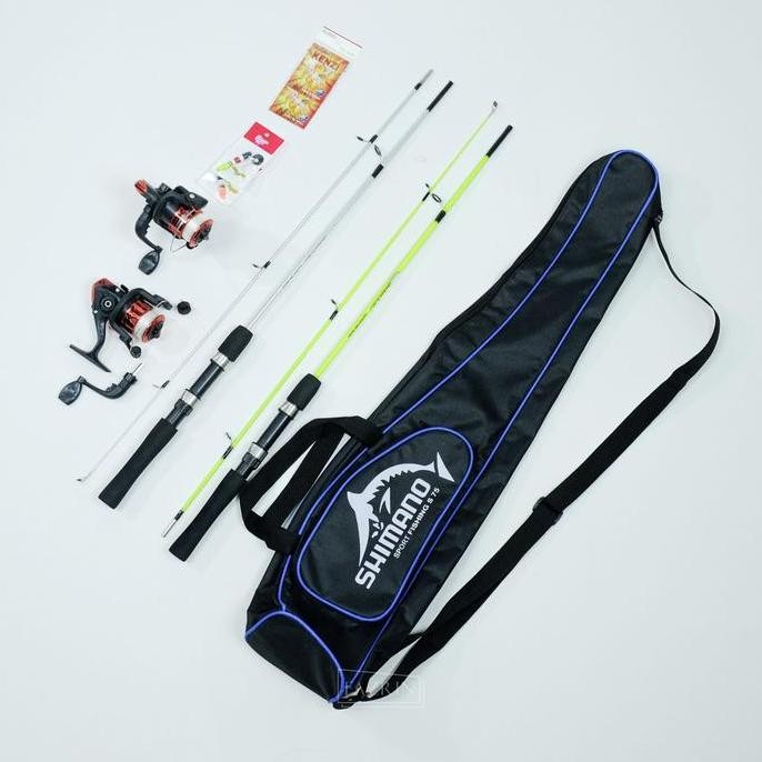 Tersedia 2 Full Set Alat Pancing Joran Sambung Lengkap Joran 120-150 Cm Tas Shimano Reel 5BB Lengkap