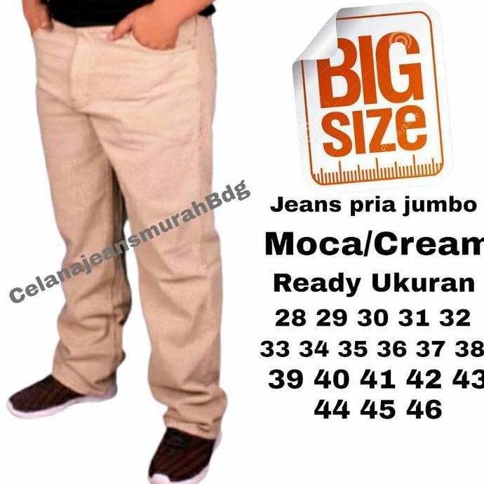 Big size celana jeans pria jumbo putih 28-46/Jeans pria big size 46 Hitam Biru Abu daps