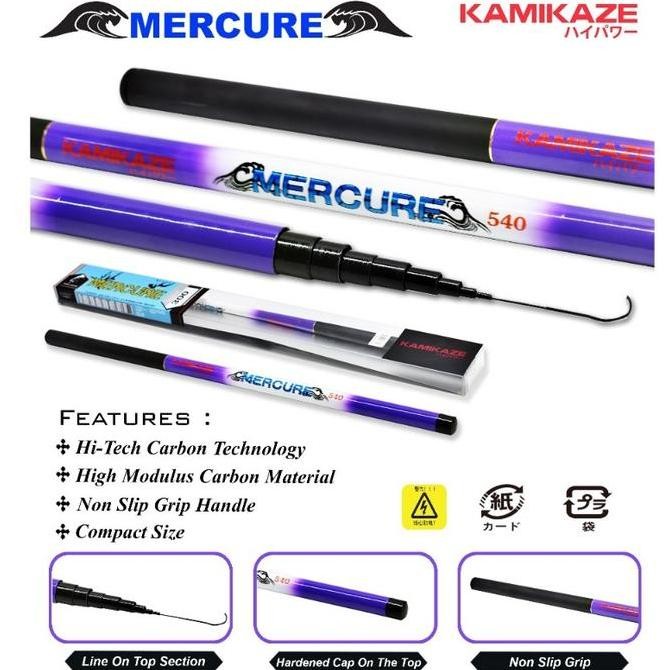 Tersedia KAMIKAZE Joran Pancing Tegek MERCURE 270cm - 540cm Carbon Tegek Ruas Pendek Ringan