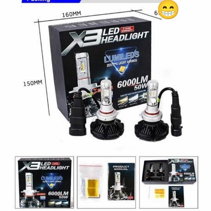 Tersedia Lampu Depan Mobil SIRION LED X3 H11 H4 Universal