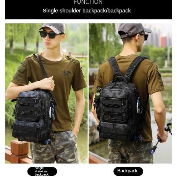 Tersedia Backpack Bag 8819 Shoulder Rod 3 in 1 Tas Ransel Pancing Multifungsi