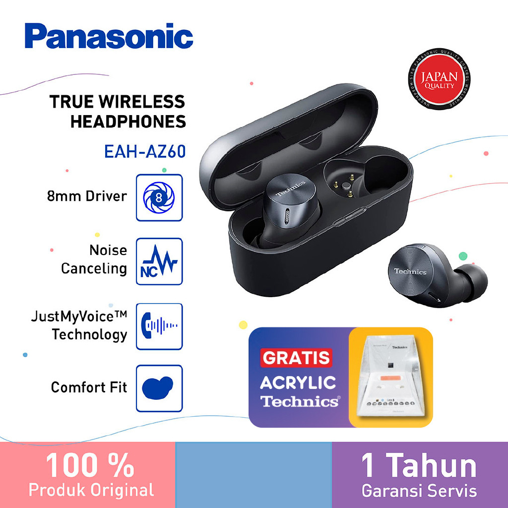 Technics EAH-AZ60E-K - Noise Cancelling - Multipoint Bluetooth -Black