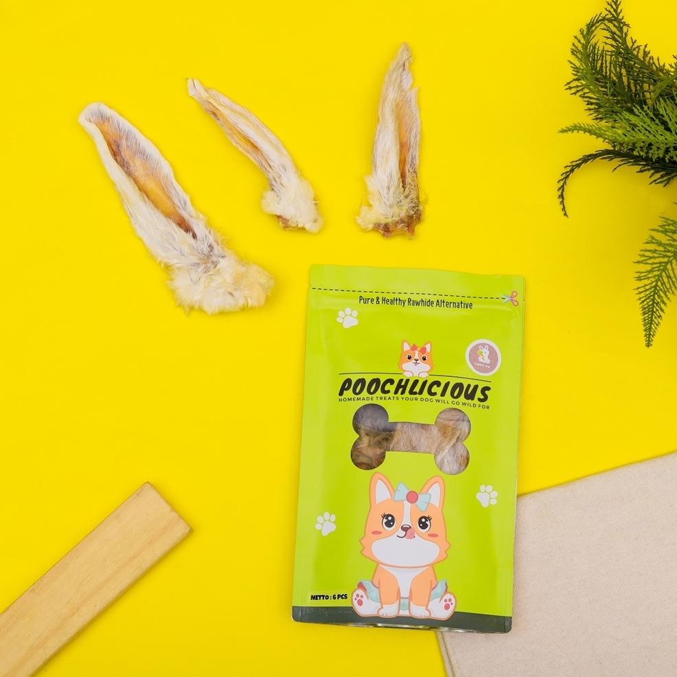 Poochlicious Rabbit Ear / Kuping Kelinci / Cemilan Gigitan / Dog Snack / Cemilan Anjing / Snack Anji