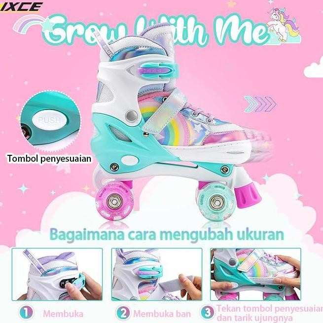 Sepatu Roda Menyala 4 Ukuran yang Dapat Disesuaikan untuk Anak Laki-laki Perempuan Outdoor Kaki 3 - 