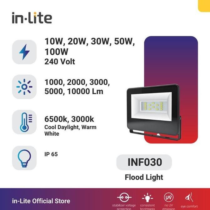 Tersedia Lampu Sorot Led 30W/ Kap Sorot Led 030 Value 30 Watt Inlite