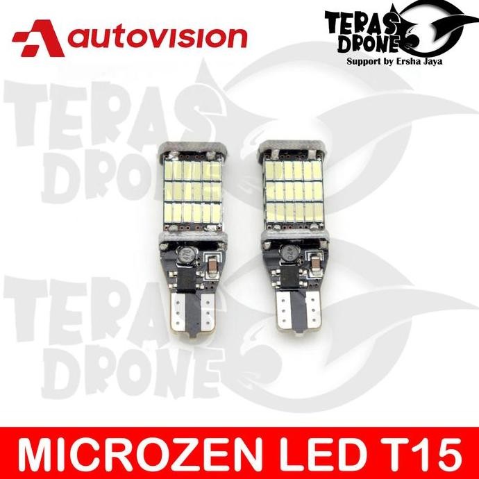 Tersedia Autovision Microzen LED T13 T15 T16 7W 45LED Putih Lampu Mundur Mobil