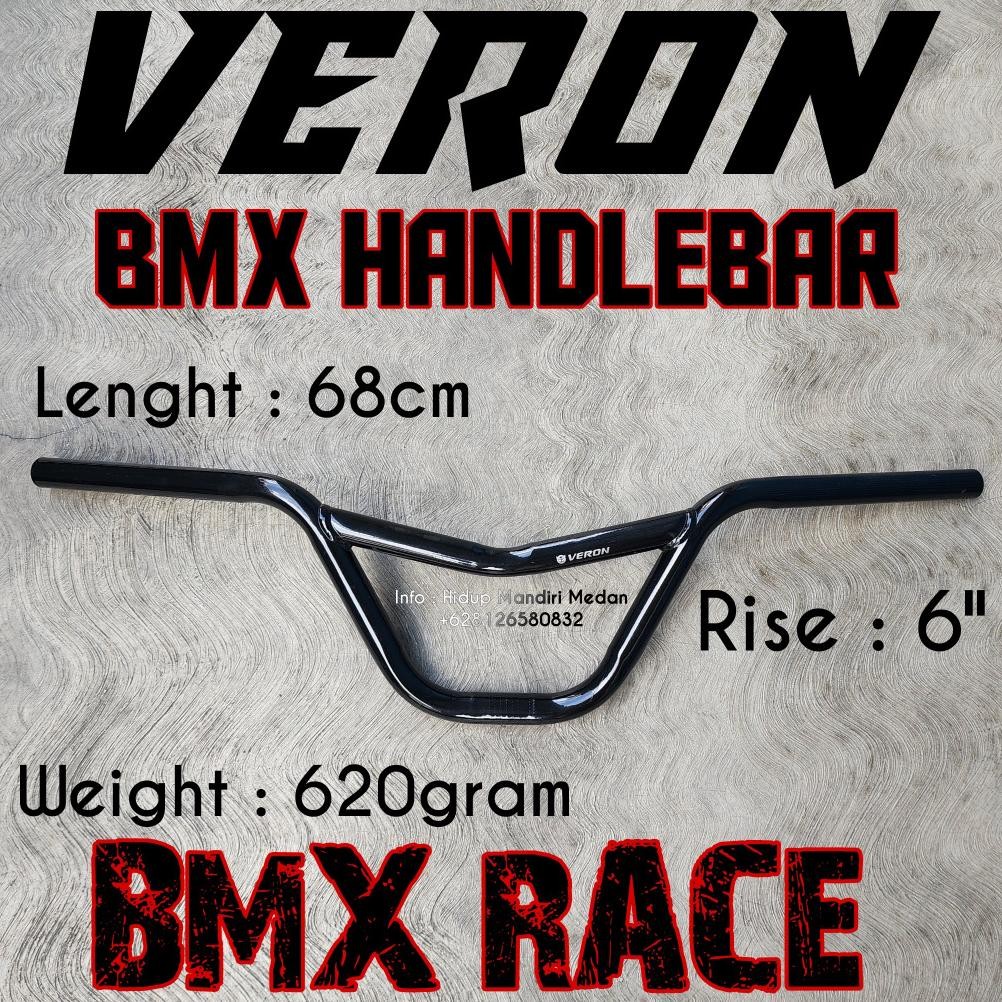 Special Bar Bmx Race Veron Model M Rise 6 Inci Black Hitam Handlebar Lebar 68Cm Ew-45