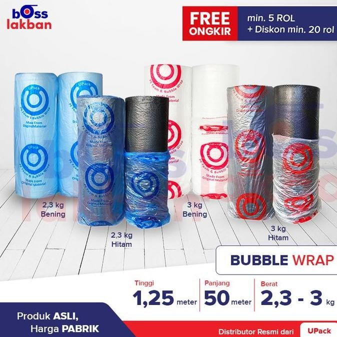 

ready stock Bubble Wrap UPACK Bening Hitam 125 cm x 50 meter