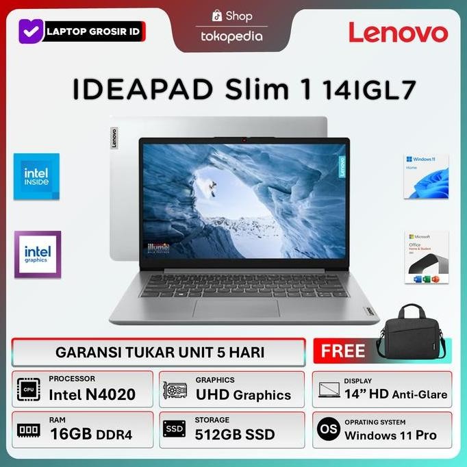 Lenovo Ideapad Slim 1 14 N4020 8GB 512SSD Windows 11 14 Inch