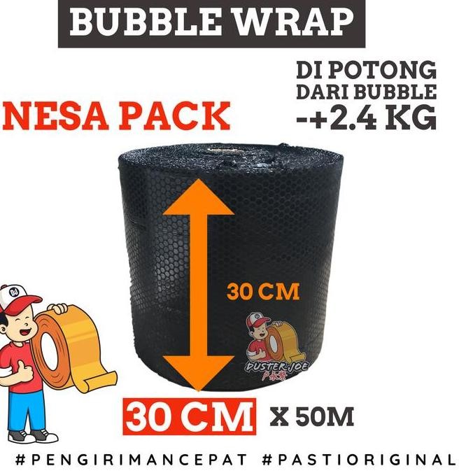

ready stock Bubble Wrap Hitam Nesa Pack 30cm x 50M (POT.2.4KG) PER 1 ROL