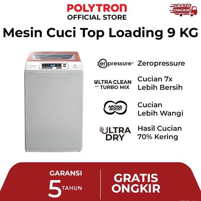 Polytron Mesin Cuci 1 Tabung Zeromatic Laguna Hijab 9 Kg Paw 9028