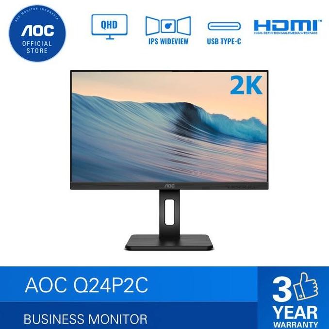 AOC Q24P2C Ergonomic IPS Monitor with USB-C (23"/4ms/QHD)