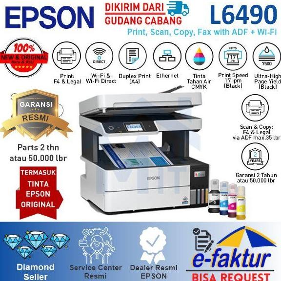 Printer Epson L6490 L 6490 L-6490 Duplex Print, WifI, Pigment