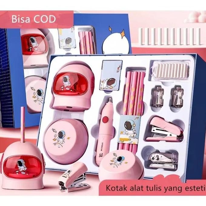 

Electric Stationery Set / Set Alat Tulis Dengan Rautan Penghapus Vacuum Elektrik Dan Pensil 11 In 1