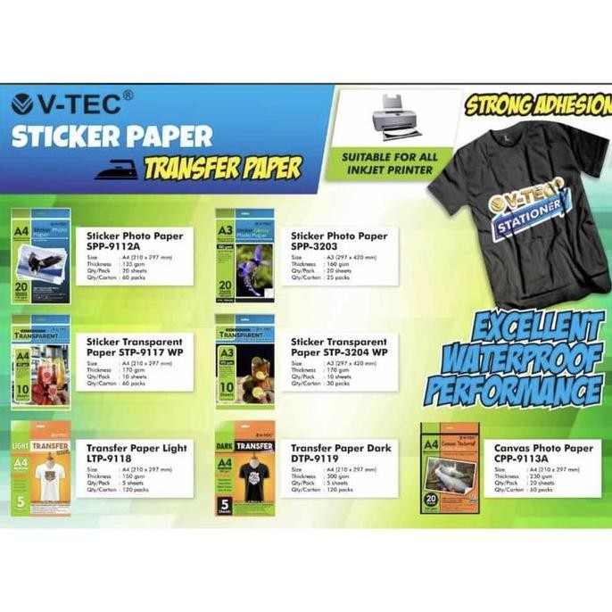 

baru KERTAS TRANSFER VTEC LIGHT TRANSFER PAPER A4 150 GSM LTP-9118