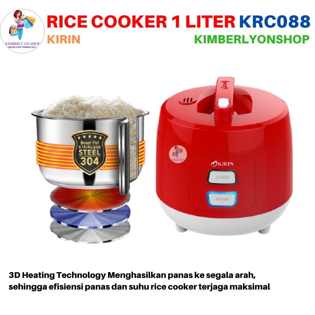Rice Cooker Magic Com Kirin Stainless Steel 1 Liter Krc 088 Terlaris