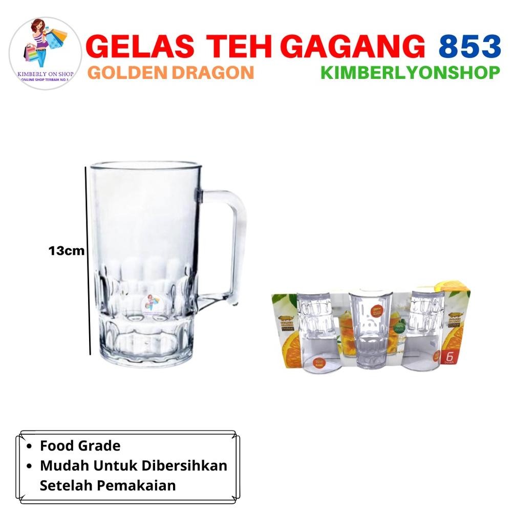Gelas Bir Teh Gagang Plastik 410 Ml Golden Dragon Melamin 853 Ready Stok