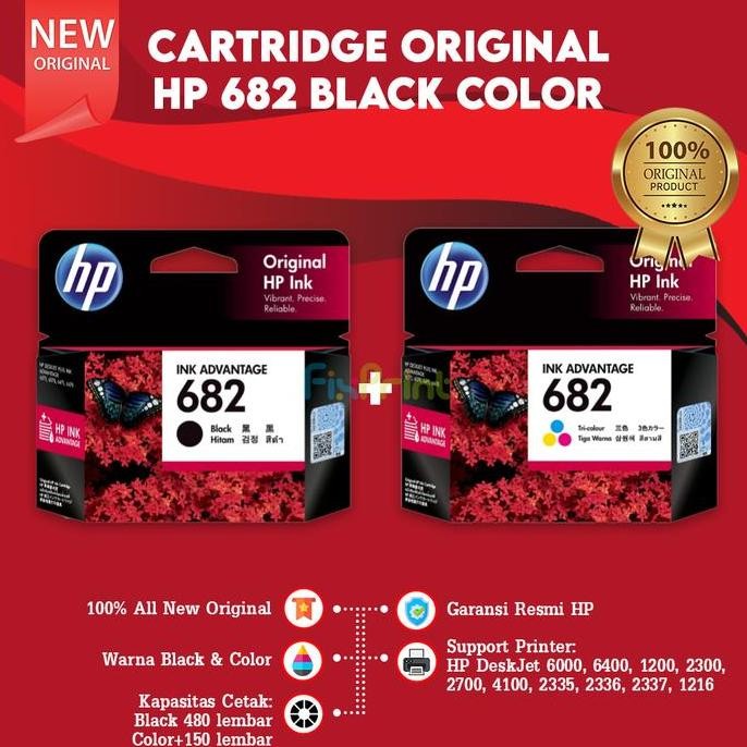 HP 682 Black Color Cartridge Tinta Printer 2335 2336 2337 2775 2776