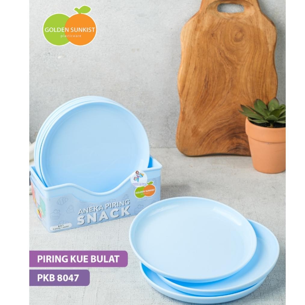 Piring Kue Set Wadah 1 Set Isi 8 Pcs Piring Saji Plastik Pk 804 Golden Sunkist Viral