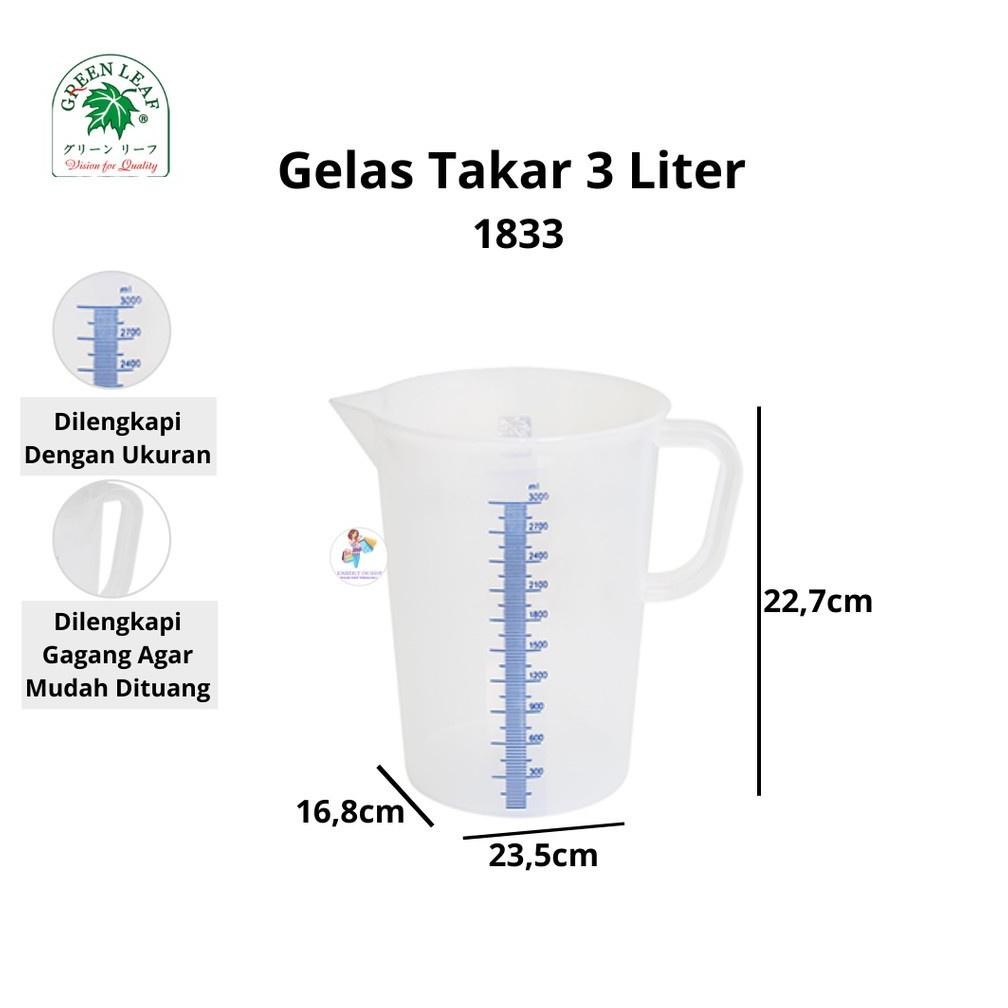 Gelas Ukur Takar 3 Liter 1833 Green Leaf Viral