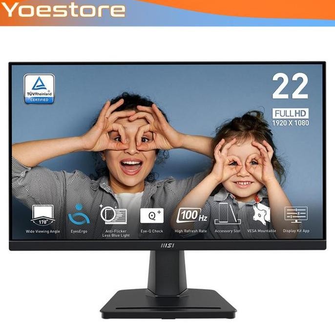 Monitor LED MSI PRO MP223 E2 22" 1080p FHD 100Hz 1ms HDMI 1.4 x1 DP 1.2 x1 Anti-Flicker technology