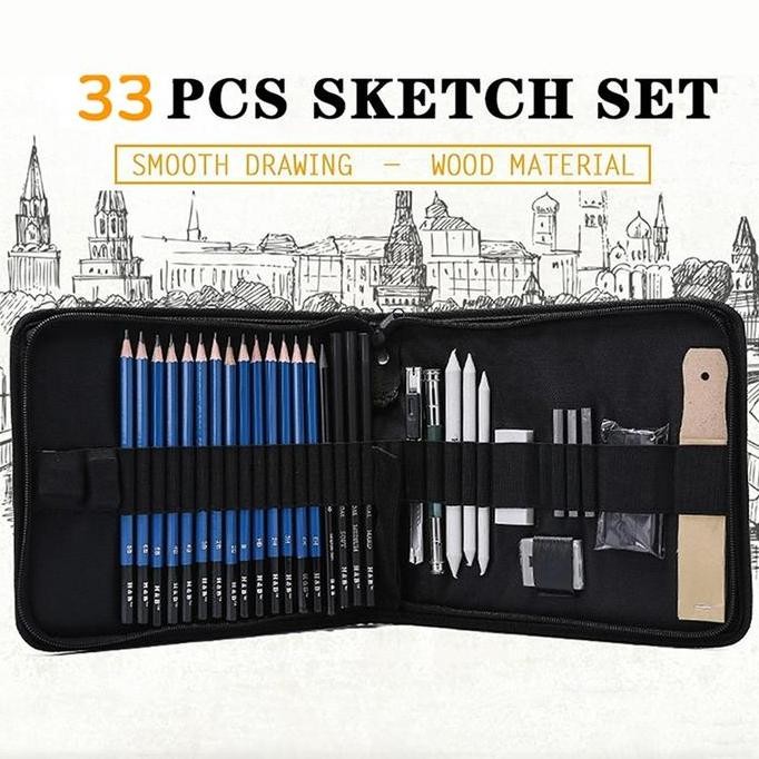 

ready COD 33PCS/Set Sketch Pensil Pisau Penghapus dan Pensil Gambar untuk Keperluan Sekolah Pencil Drawing Set Sketsa dan Lukisan Set