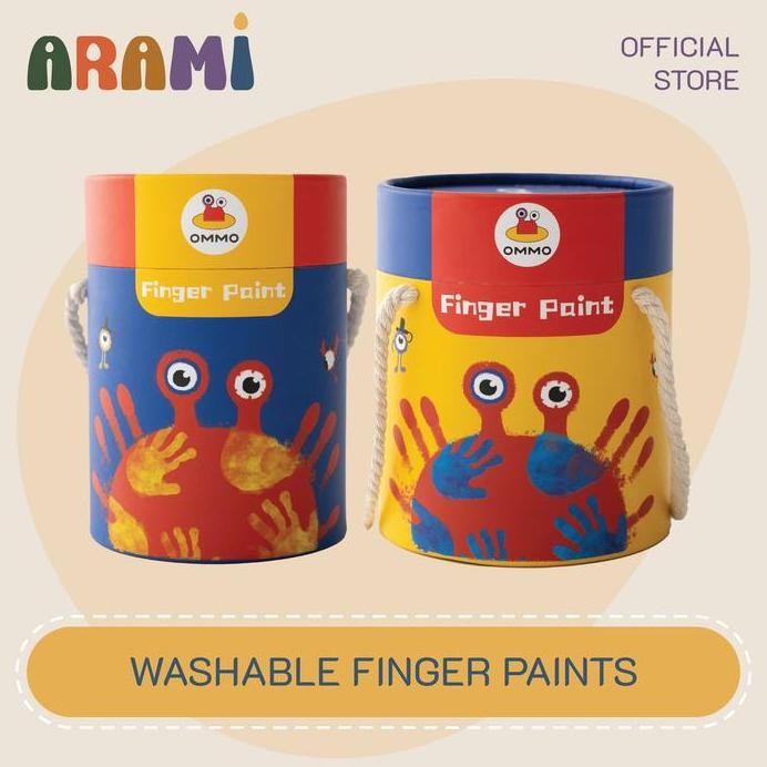 

ready OMMO Washable Finger Paints Cat Air Warna Dapat Dicuci Cat Anak Kids