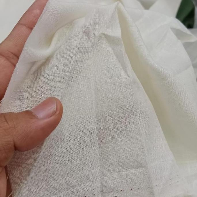 Bahan Kain Linen Katun Tipis Warna Broken White Harga 0,5m murah
