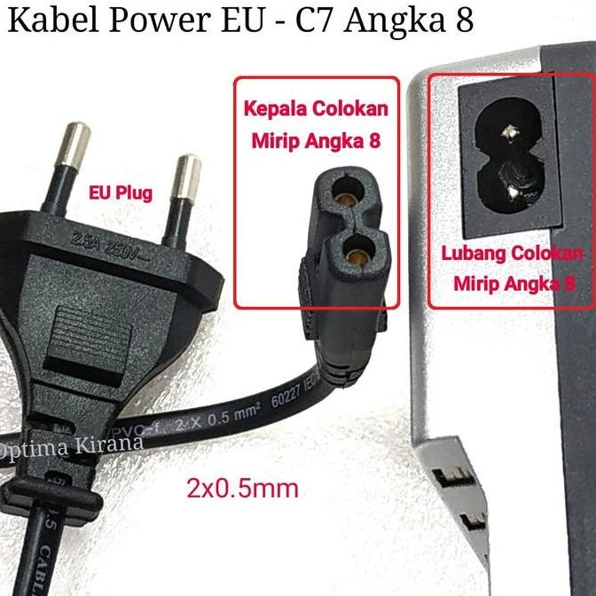 new  KABEL POWER cord C7 SNI 3 meter 3M 300cm bentuk ANGKA 8 untuk PRINTER RADIO CHARGER Proyektor M