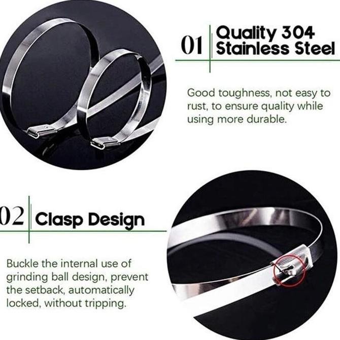 

(100 Pcs ) Kabel Ties Stainless Tali Besi Anti Karat 304 / Cable Ties ikat besi Kabel Tis Steel Metal Tie lock / Klem Pengikat Pipa Knalpot