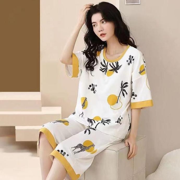 ready stock AJW Shop Baju Piyama Wanita Celana 7/8 | Piyama Remaja Celana 7/8 | Baju Tidur Remaja Ce