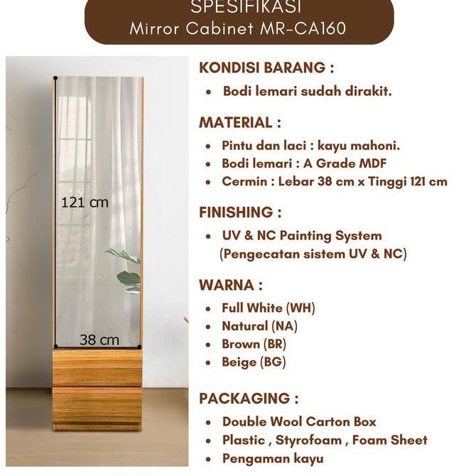 Toraya Lemari Rias/ Meja Rias/ Lemari Pakaian Cermin/ Cermin Full Body/ Standing Mirror Cabinet Mr-C