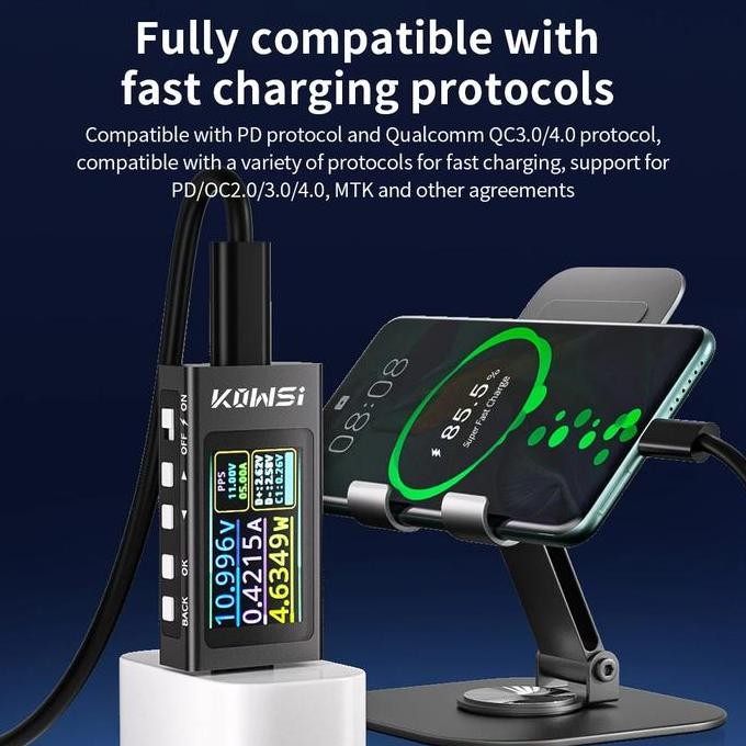 KWS-X1 USB Type C Tester Voltmeter Current Voltage Power Meter Ammeter Fast Charge Detection Trigger