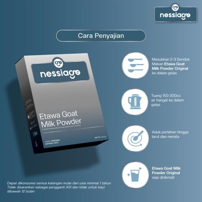 

(Expert) Nessiago Susu Kambing Etawa Bubuk 1 KG Rasa Original | Ettawa Goat Milk Powder Drink Natural Asli Herbal Pemulihan Pengobatan Sesak Nafas Paru Paru Asam Urat Saraf Kejepit Alergi Rematik Perkokoh Tulang Gigi Lansia Orang tua BalitaTerjangkau