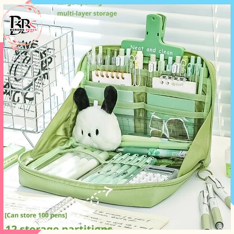 

BORES Tempat Pensil 12 Sekat Kotak Pensil Model Polos Bahan Kanvas Ukuran Jumbo Pouch Tempat Alat Tulis 90° Kapasitas Besar Perlengkapan Sekolah Kantor 12 Layers