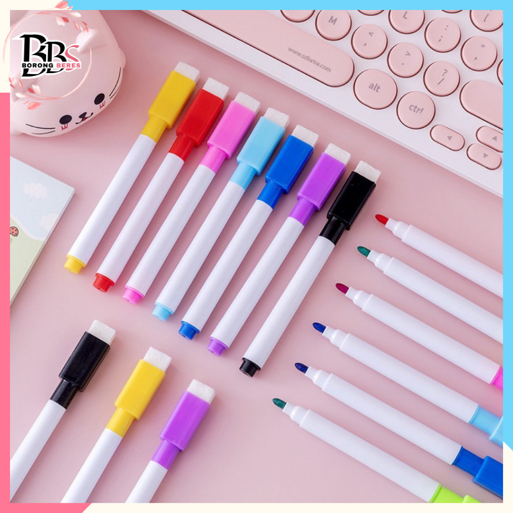 

BORES Spidol Papan Tulis Mini Magnet White Board Sepidol Kecil Mini Magnetik Warna Warni Penghapus Wipe And Clean Whiteboard Magnetic Marker Anak Anak Spidol 2 IN 1